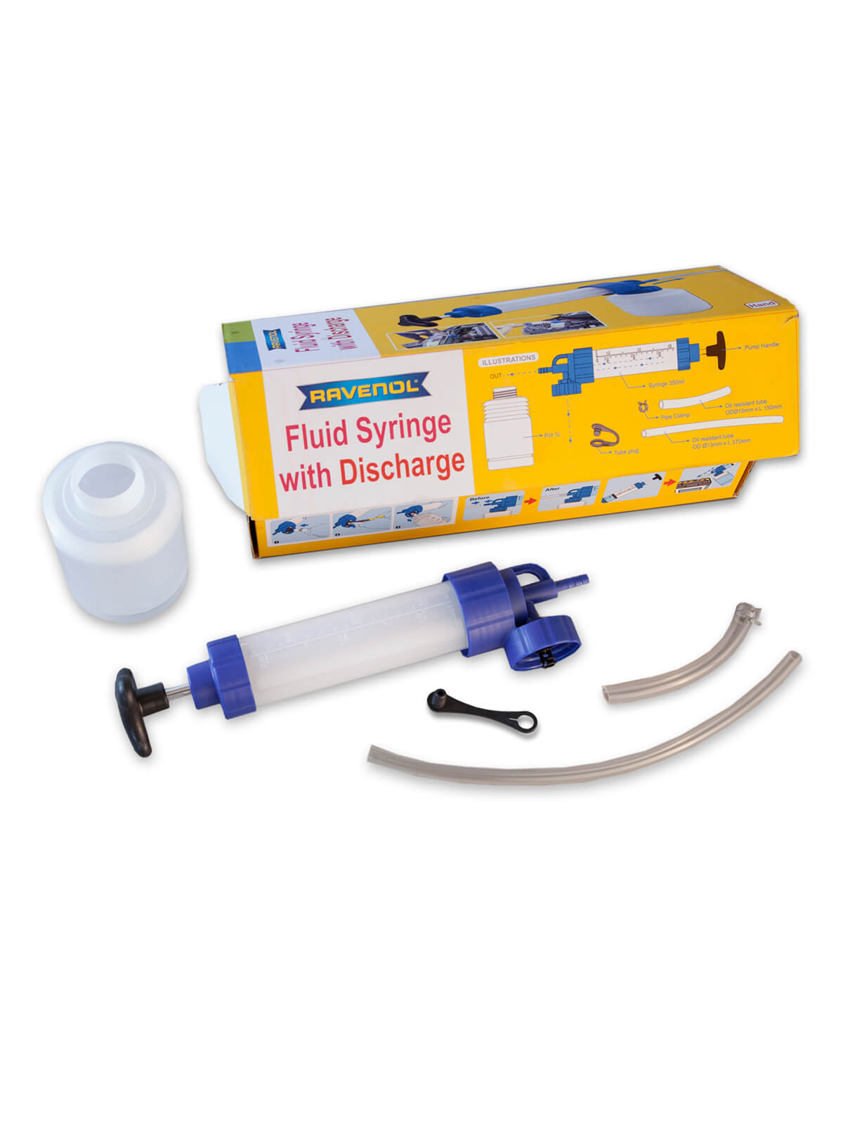 Ravenol Fluid Syringe with Discharge - Ölabsaugpumpe mit Behälter